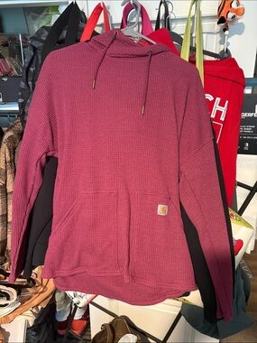 Carhartt Women’s Waffle-Knit Pullover Hoodie - Wine